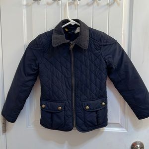 Kids Quilted Jacket with Corduroy Collar - Navy